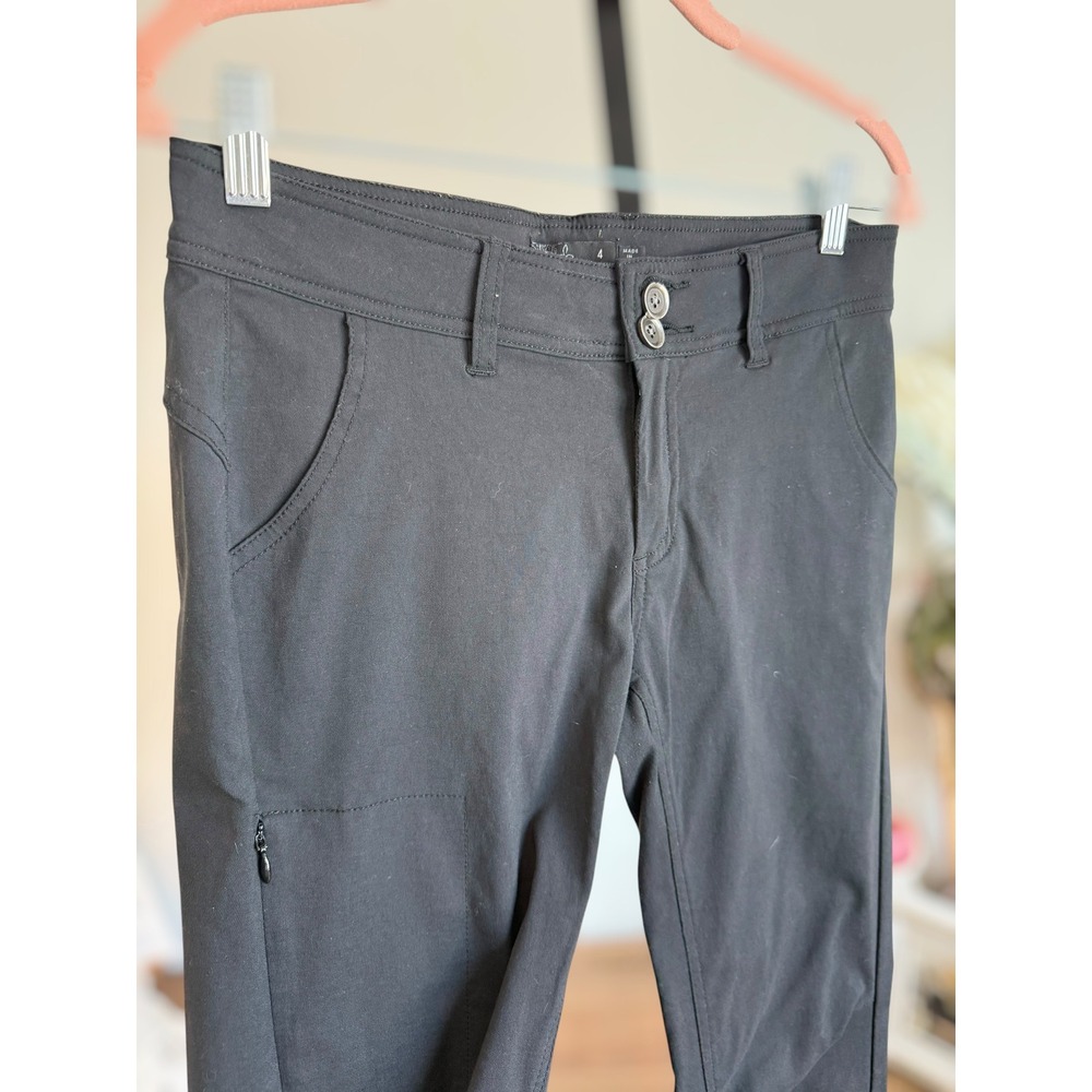 Prana Mid-Rise Flat Front Straight Leg Convertible Capri Pants Black Women's 4 - Picture 3 of 13